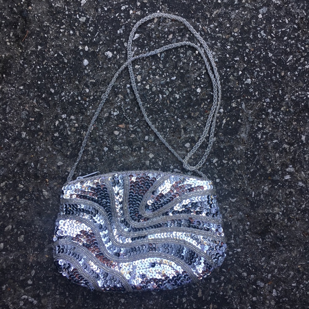 Vintage Carla Marchi Silver Sequin Beaded  Bag